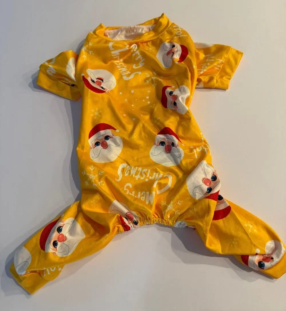 Silky Yellow Santa Christmas Dog Pajamas